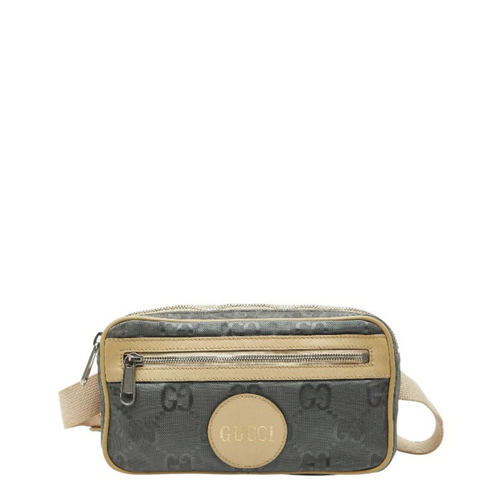 Gucci GG Off the Grid Belt Bag Body Belt Bum Crossbody Gray Beige Leather
